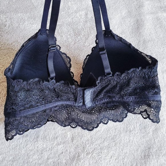 H&M all black monochrome sexy lacey bralette - Picture 3 of 4